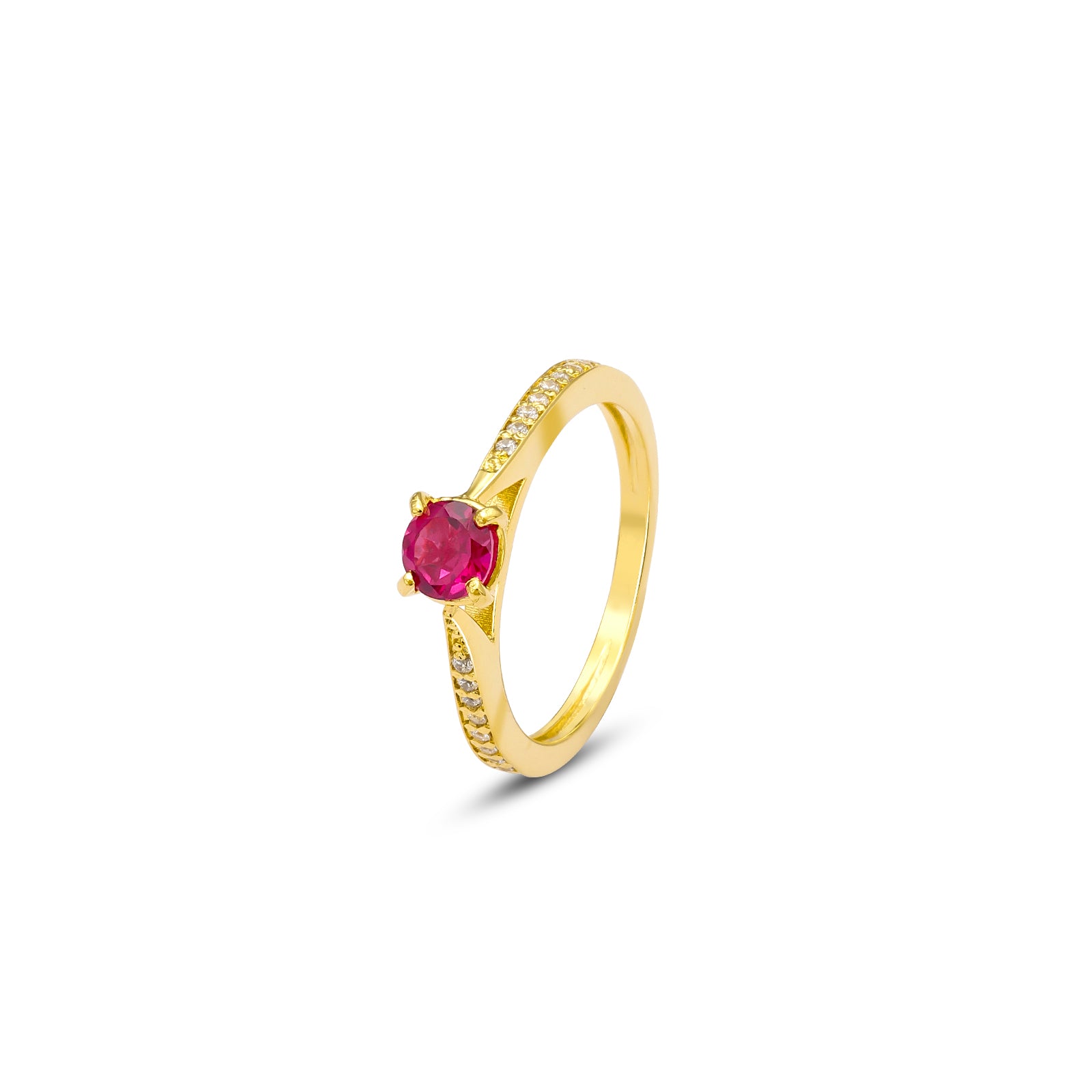 Uncategorized - Pure Silver Ring &#8211; Gold Plating Ruby Radiance