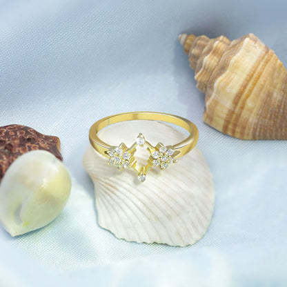 Silver Rings - Pure Silver Ring &#8211; Golden Celestial Duo Model