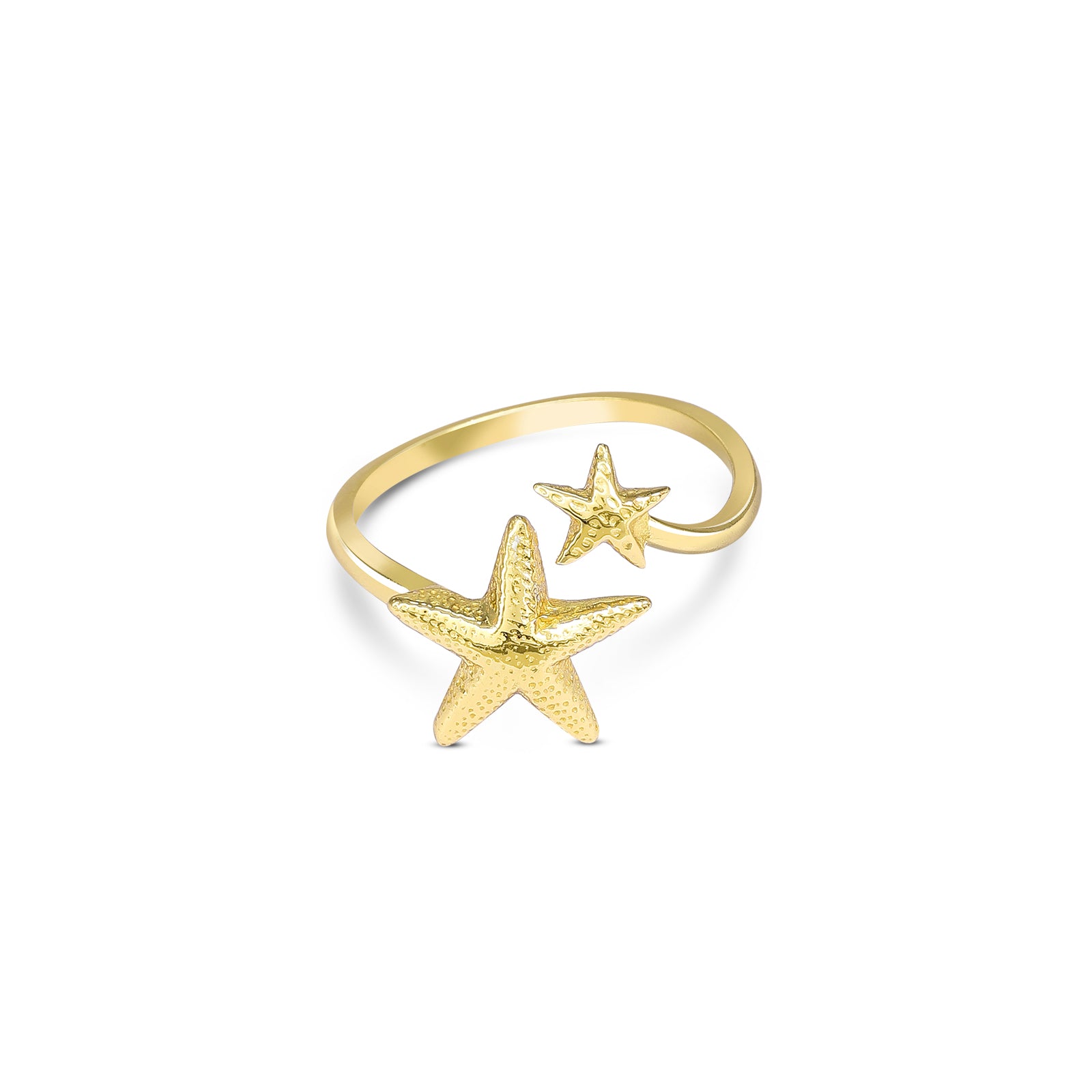 Silver Rings - Pure Silver Ring &#8211; Golden Glow Double Star Ring