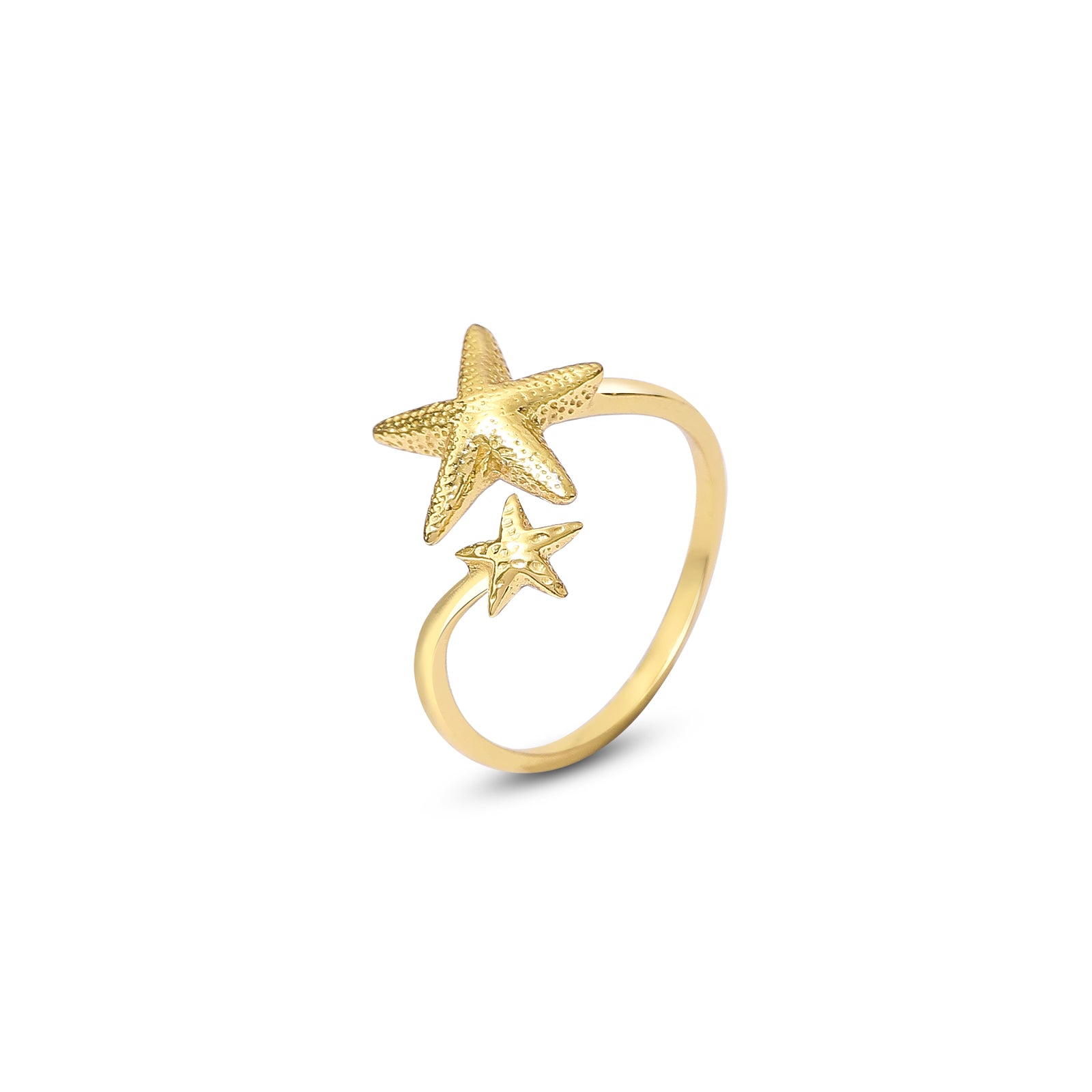 Silver Rings - Pure Silver Ring &#8211; Golden Glow Double Star Ring