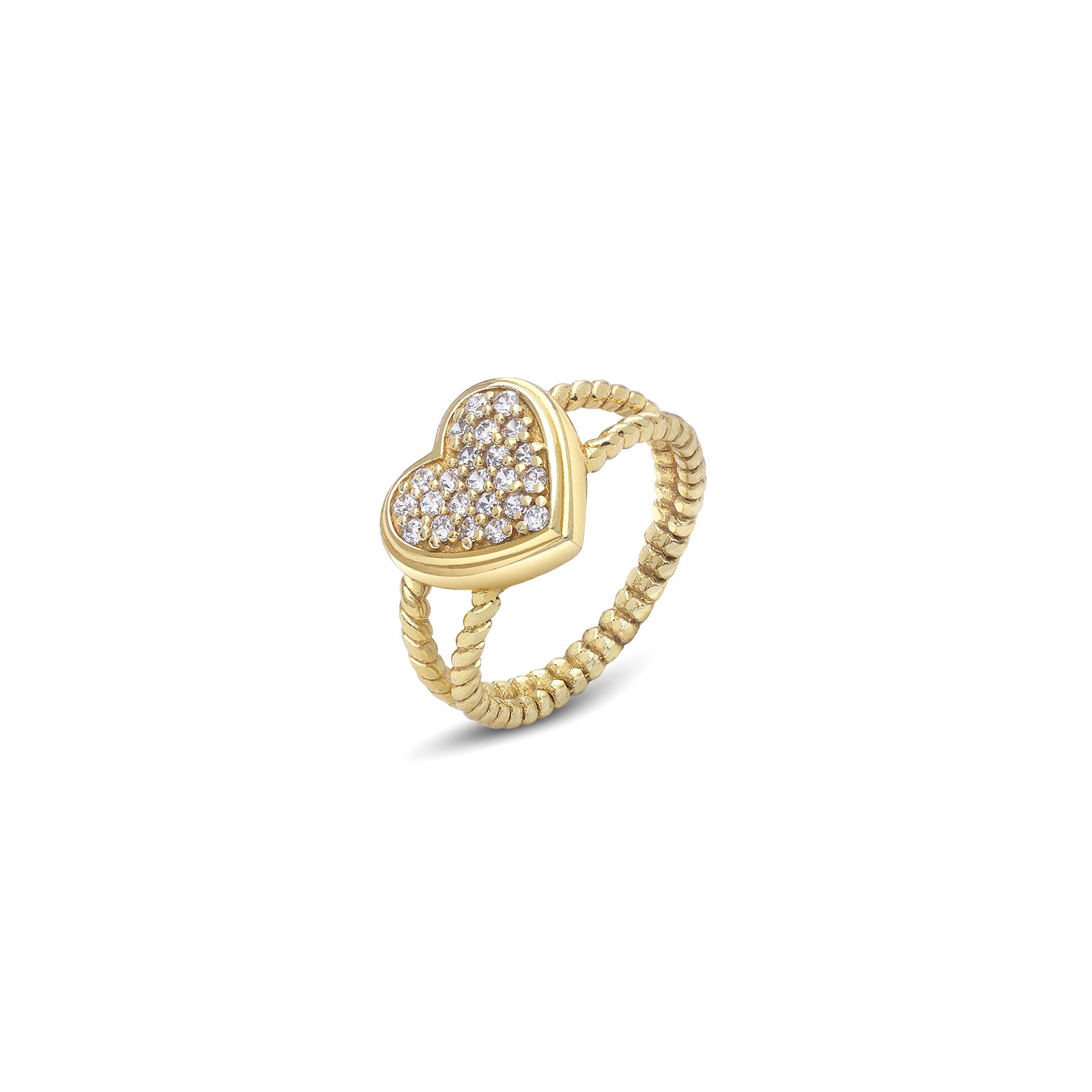 356 - Pure Silver Ring &#8211; Heart Swirled in CZ stones
