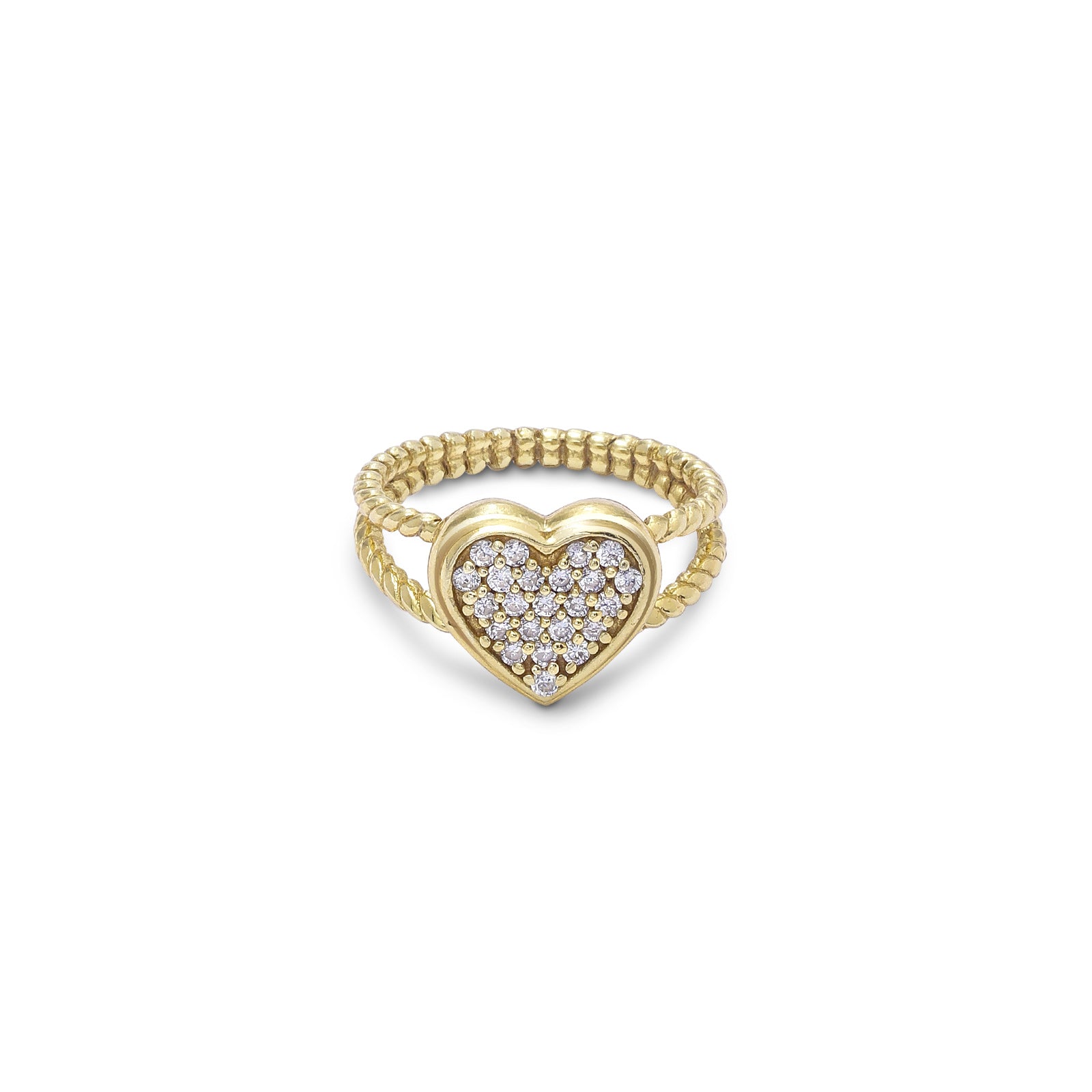 231 - Pure Silver Ring &#8211; Heart Swirled in CZ stones