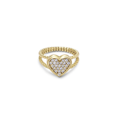 231 - Pure Silver Ring &#8211; Heart Swirled in CZ stones