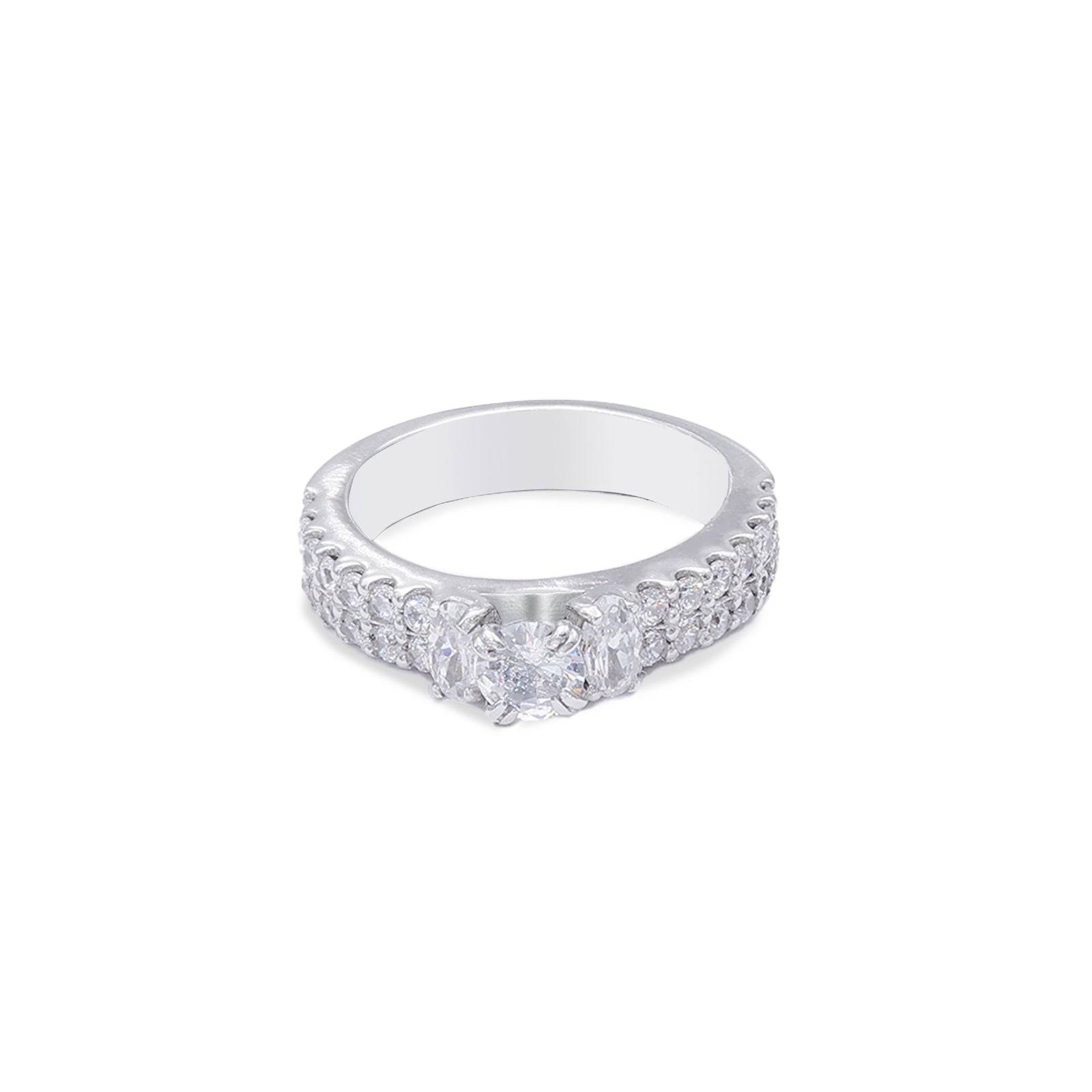 Uncategorized - Pure Silver Ring &#8211; Regal Cut with CZ Carvings