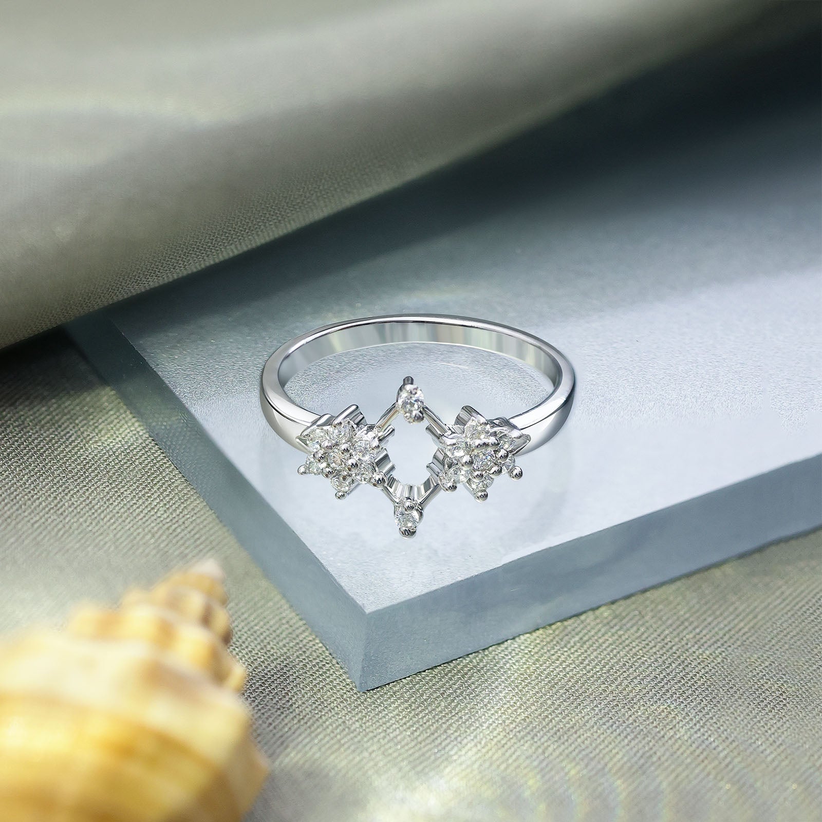 Silver Rings - Pure Silver Ring &#8211; Starry Sleek Ring With CZ Stones