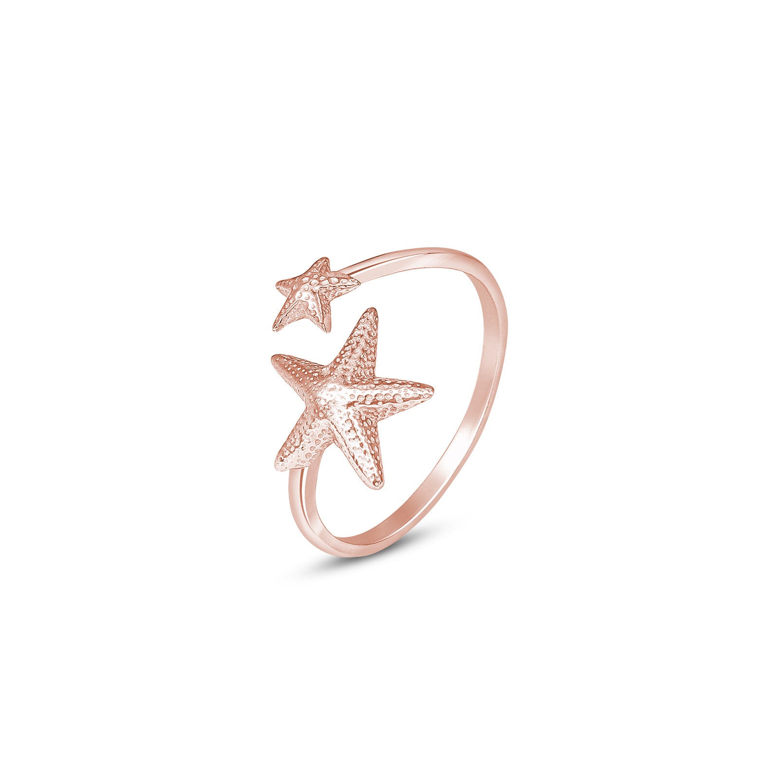 Silver Rings - Pure Silver Ring &#8211; Twinny Rose Gold Star Ring