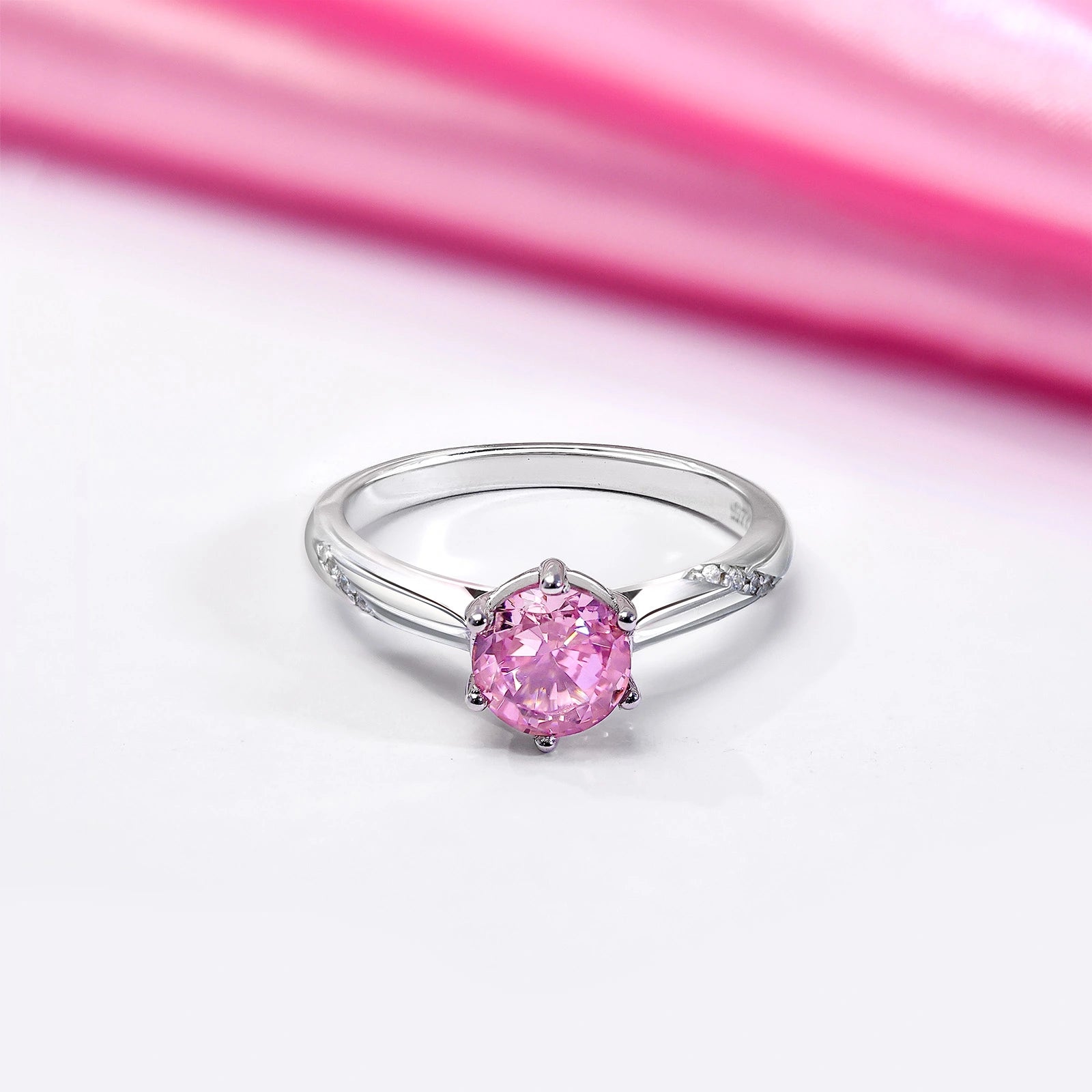 Silver Rings - Pure Silver Ring &#8211; Vibrant Pink Stone