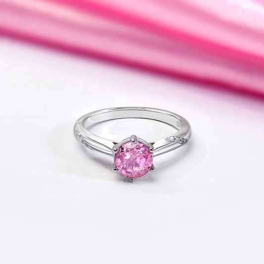 Silver Rings - Pure Silver Ring &#8211; Vibrant Pink Stone