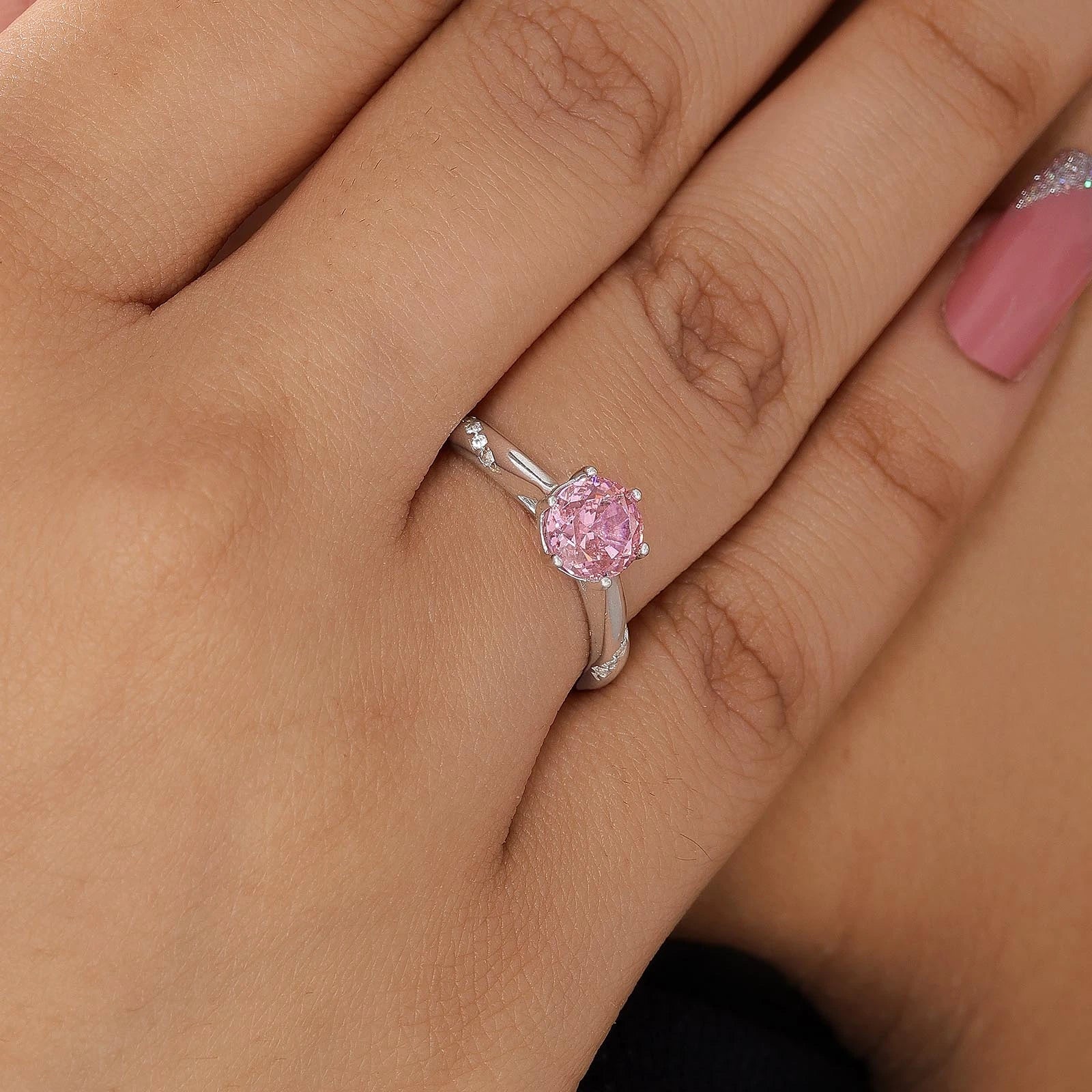 Silver Rings - Pure Silver Ring &#8211; Vibrant Pink Stone