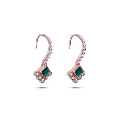 925 silver earrings - Pure Silver Rose Gold Earrings &#8211; Emerald Charm with CZ Fillings