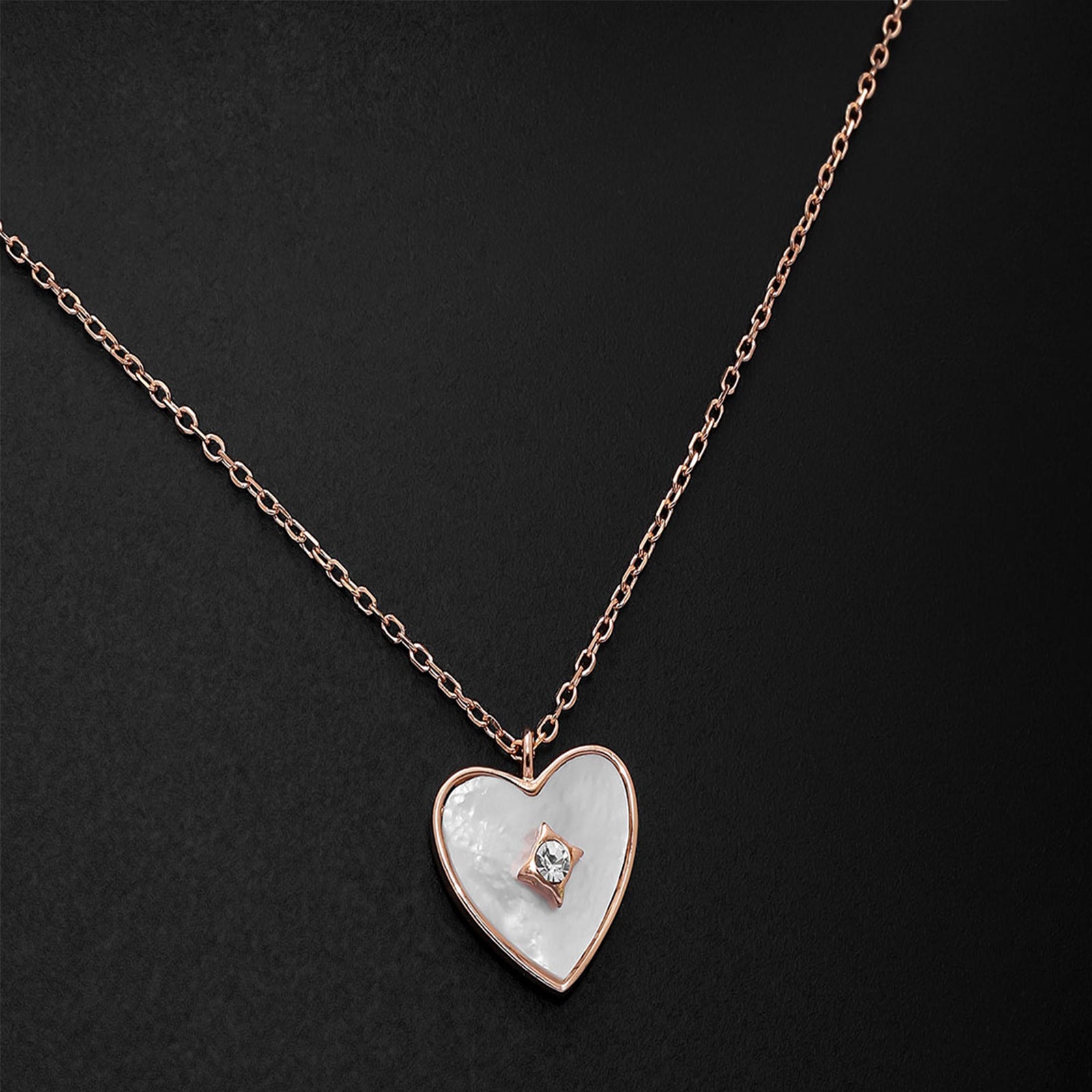 Silver Necklaces - Rose Gold Plated Necklace – Heartfelt Stone Charm