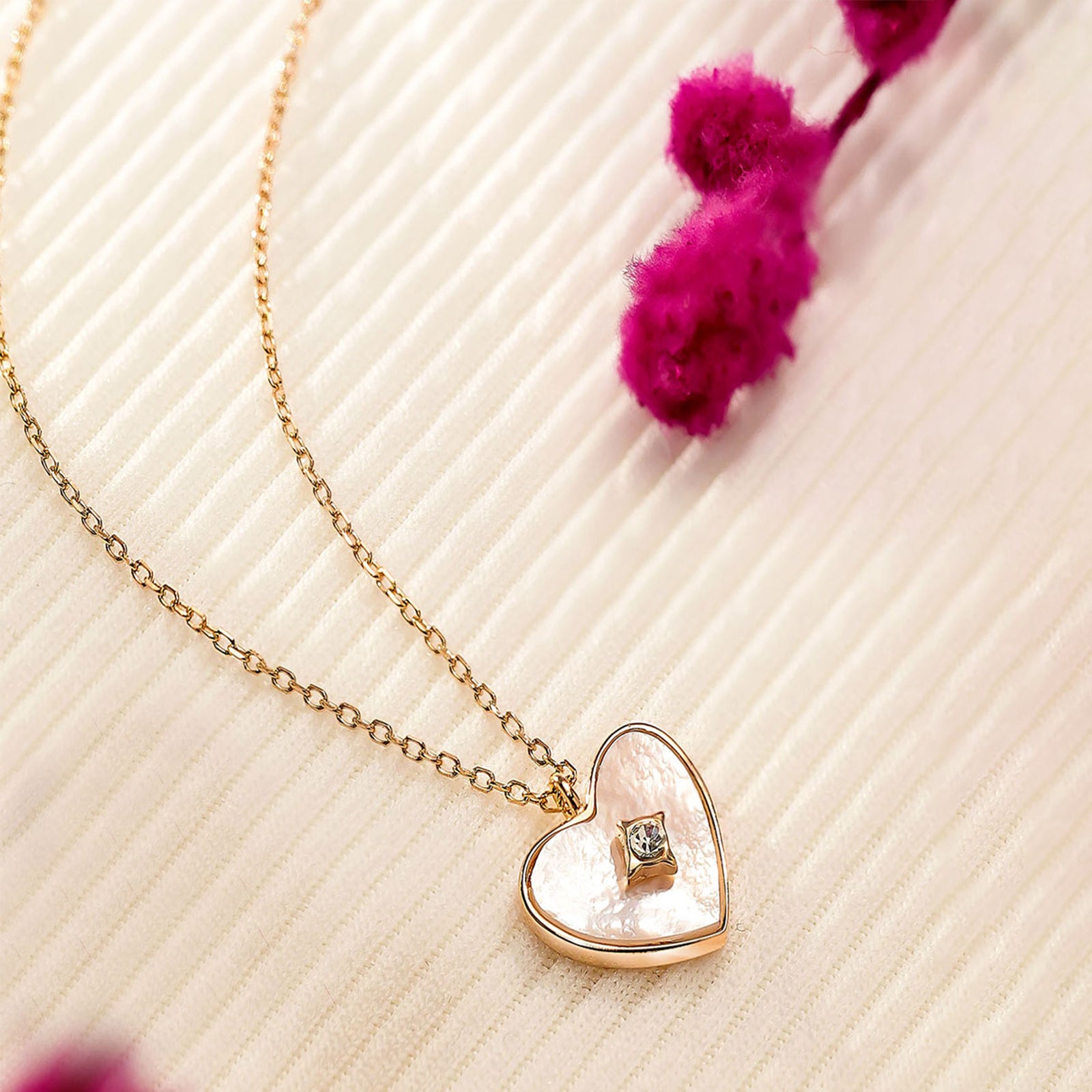 Silver Necklaces - Rose Gold Plated Necklace – Heartfelt Stone Charm