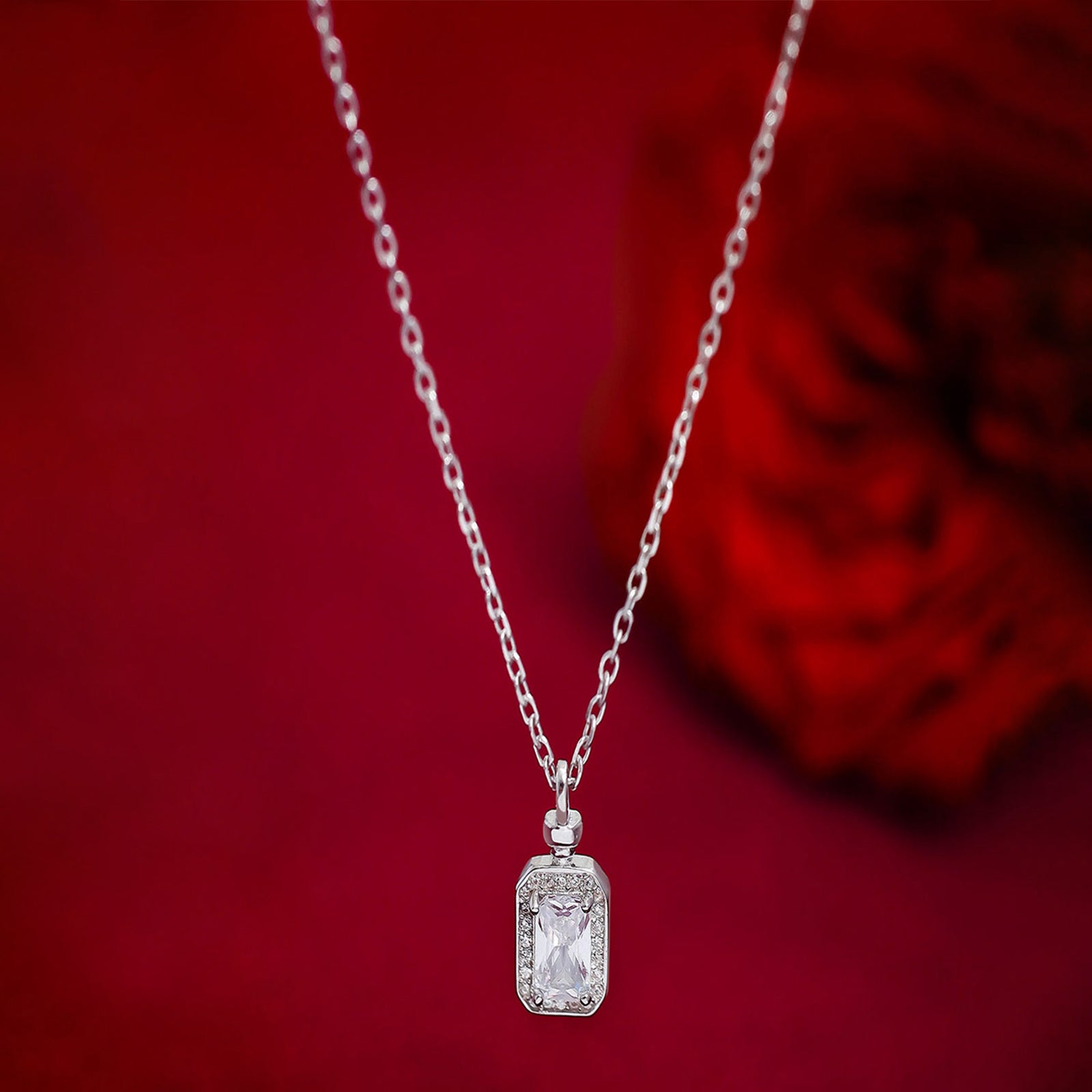 Silver Necklaces - Silver Chain with Pendant &#8211; Shine with Zircons