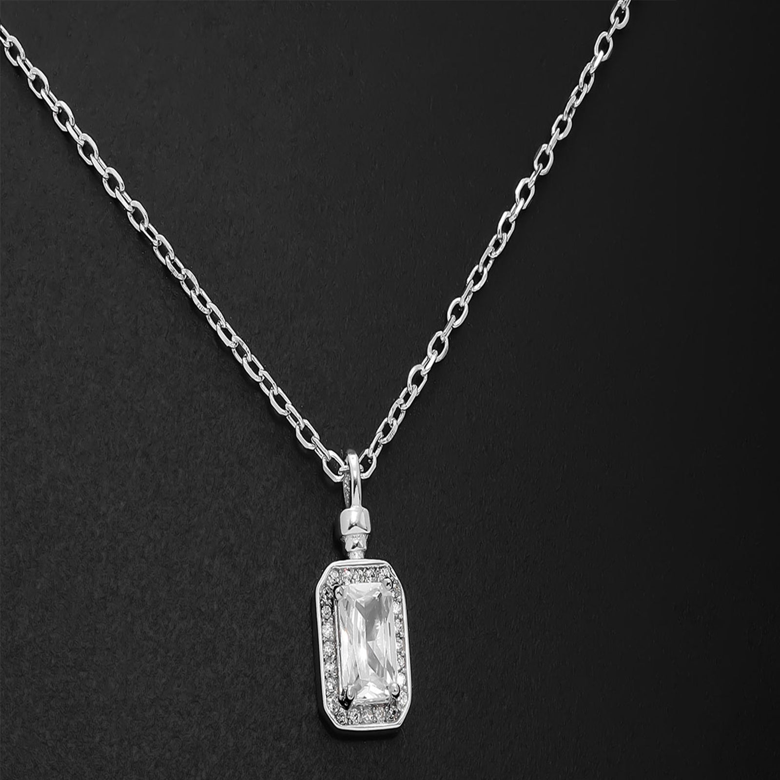 Silver Necklaces - Silver Chain with Pendant &#8211; Shine with Zircons