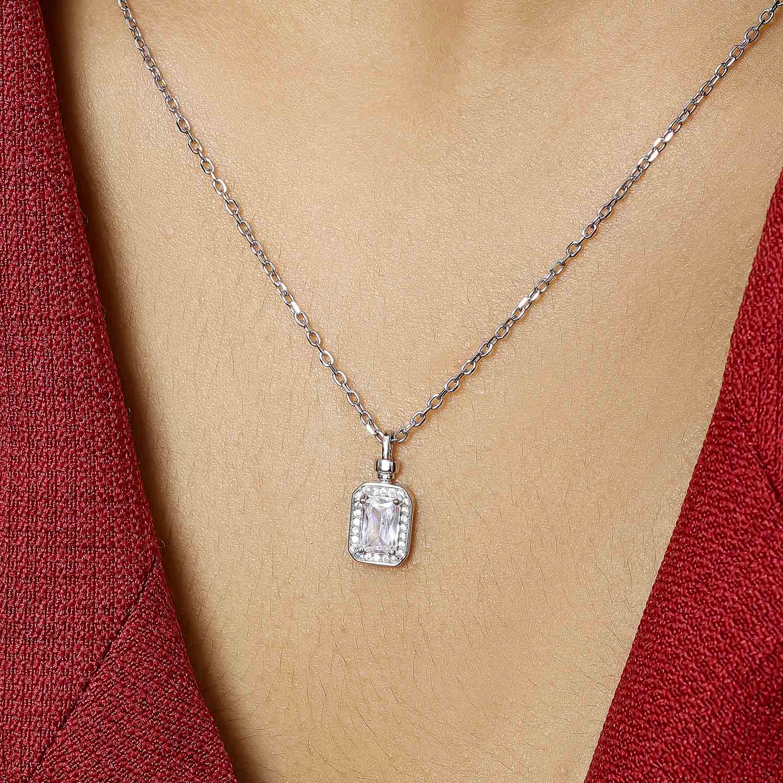 Silver Necklaces - Silver Chain with Pendant &#8211; Shine with Zircons