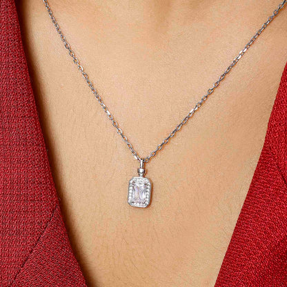 Silver Necklaces - Silver Chain with Pendant &#8211; Shine with Zircons