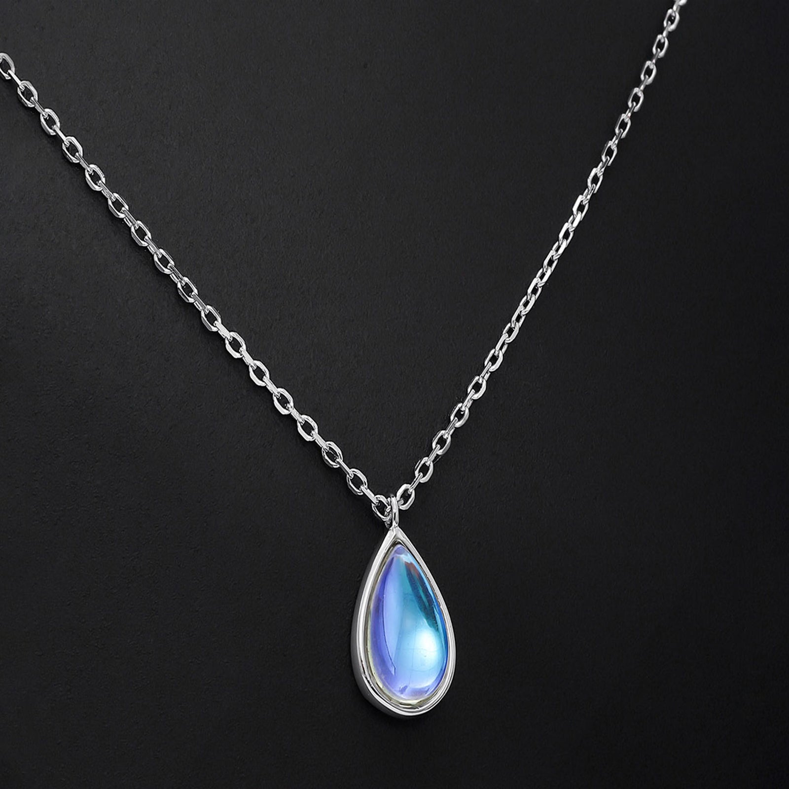Silver Necklaces - Silver Pendant on Necklace With Blue Topaz