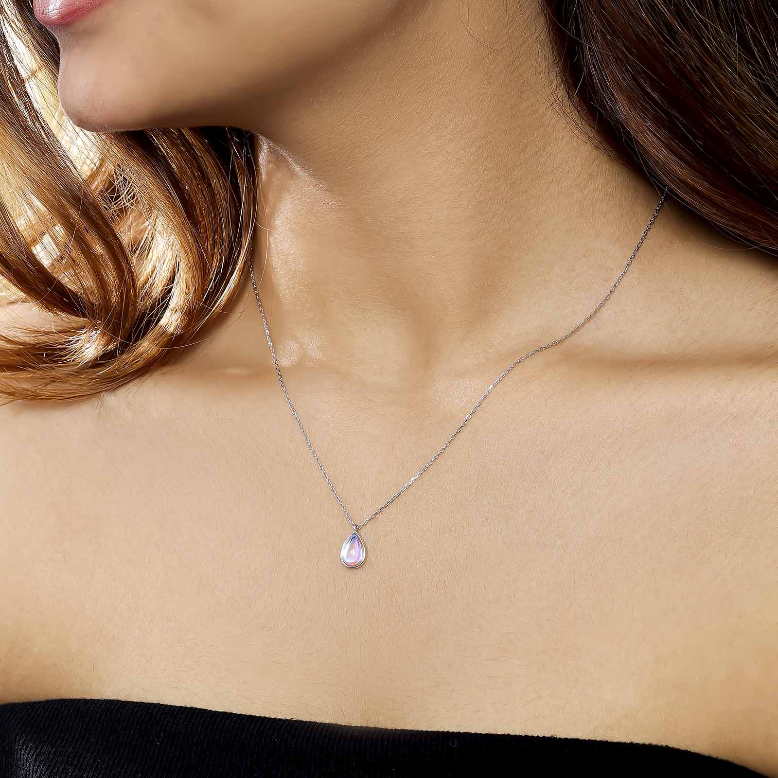 Silver Necklaces - Silver Pendant on Necklace With Blue Topaz