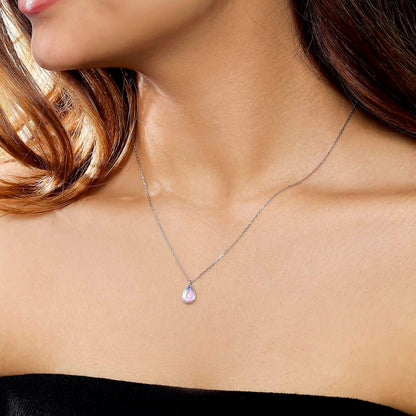 Silver Necklaces - Silver Pendant on Necklace With Blue Topaz