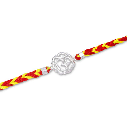 Pure Silver Rakhi - Om Pendant With Floral Elegance - Tweov Jewels