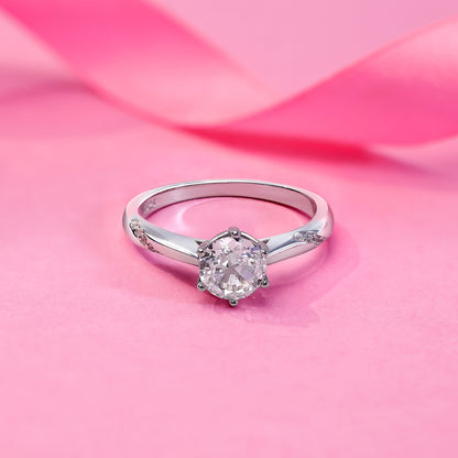Silver Rings - Solitaire Cubic Zirconia Ring For Women – 925 Sterling Silver Rhodium Plated