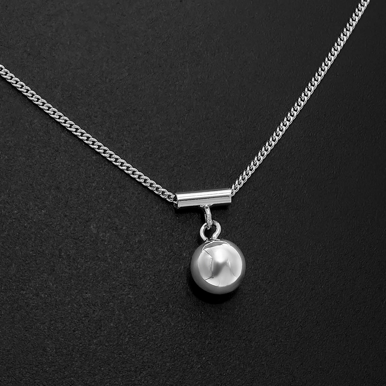Silver Necklaces - Sphere Charm Necklace For Women – 925 Sterling Silver Rhodium Plated