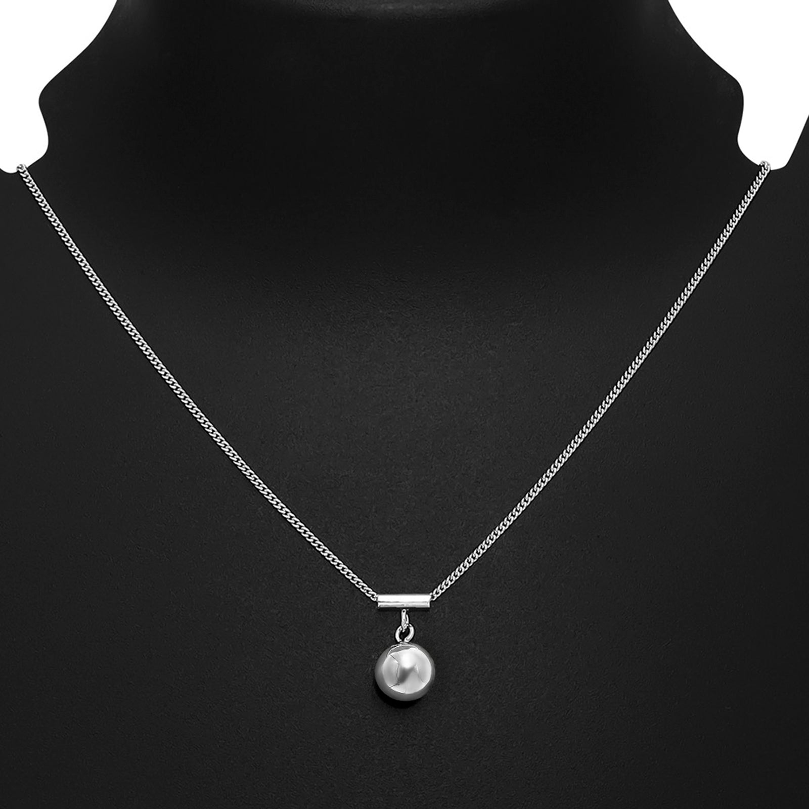 Silver Necklaces - Sphere Charm Necklace For Women – 925 Sterling Silver Rhodium Plated