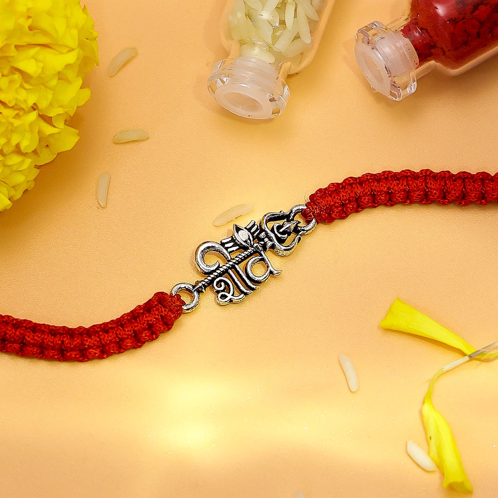 Tripund Shiv Silver Rakhi - Tweov Jewels